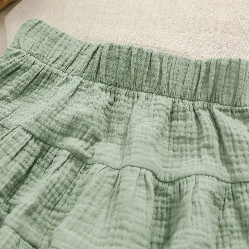 100% Cotton Girls Ruffle Skirt 2022 Summer New Toddler Baby Girl Casual Solid Sweet And Cute Children's Mini Skirts TZ69