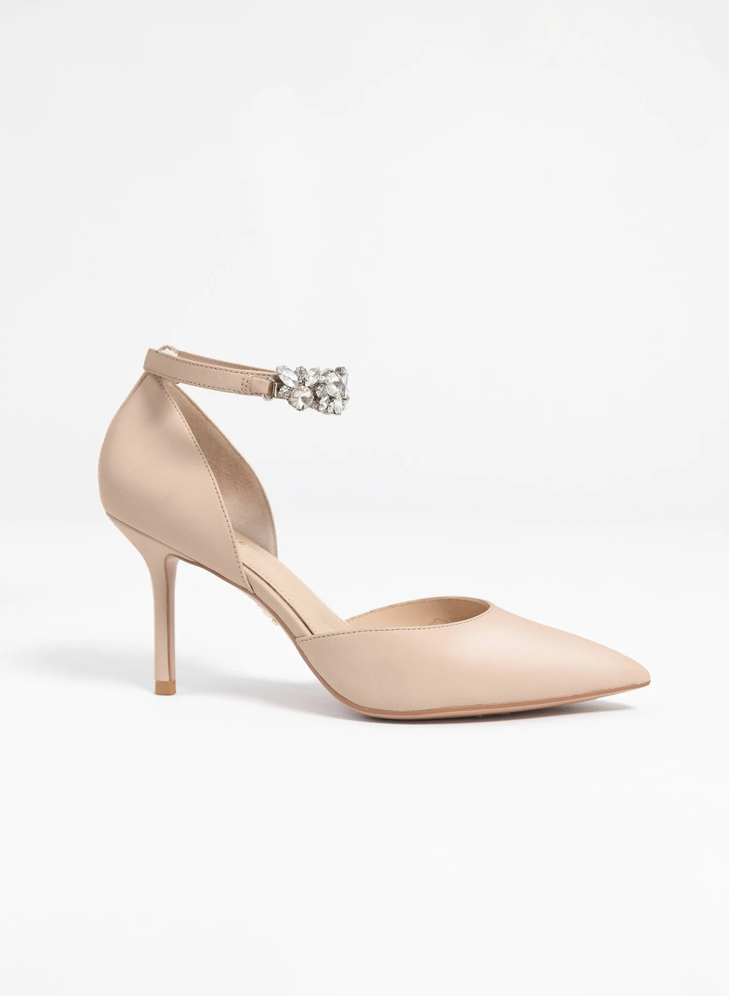 Adorné nude flower Strap and basic leather strap - One shoe, two strap options.