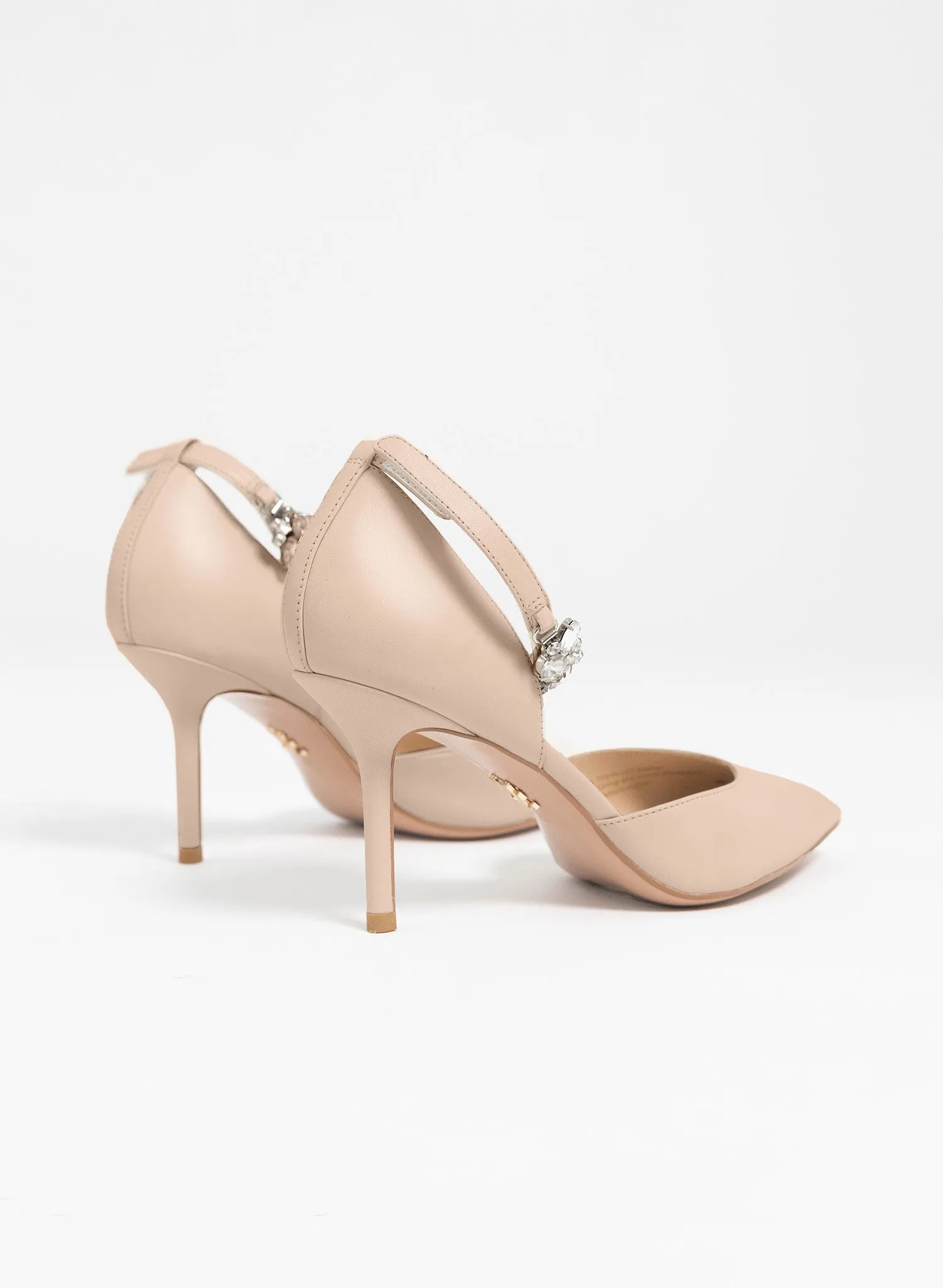 Adorné nude flower Strap and basic leather strap - One shoe, two strap options.