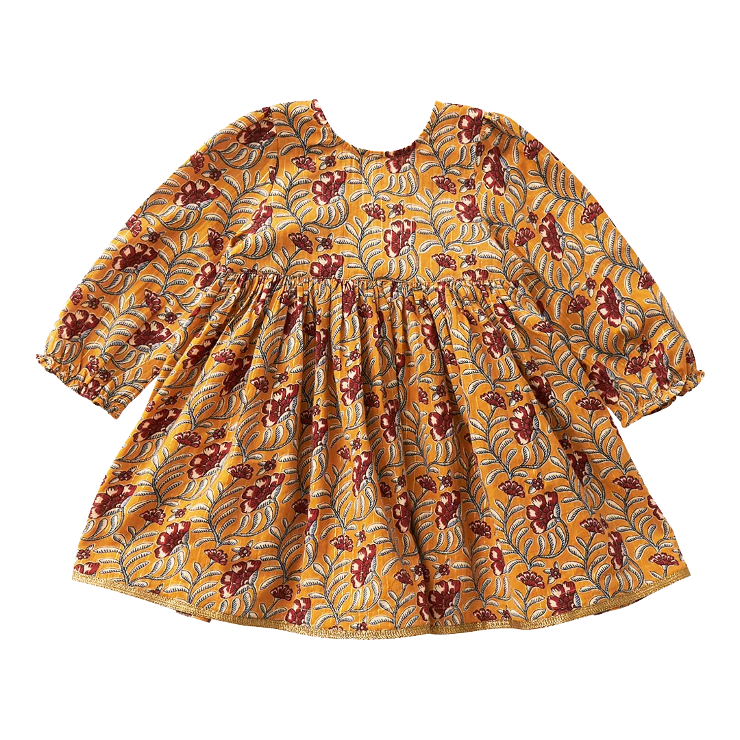 Amma Dress - Inca Gold Vine Floral