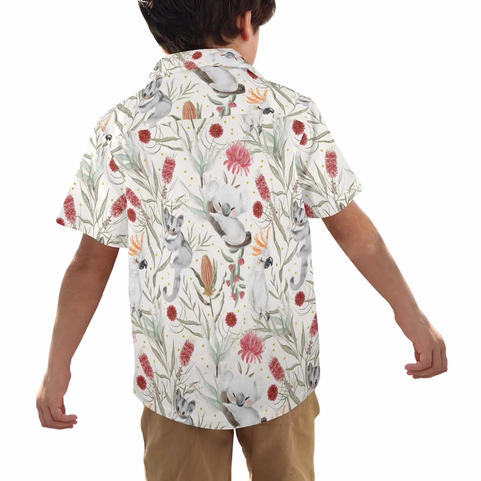 Australian Animals, Koala Cockatoo and Sugar Glider  Little Boys&#039; Hawaiian Shirt (Model T58)