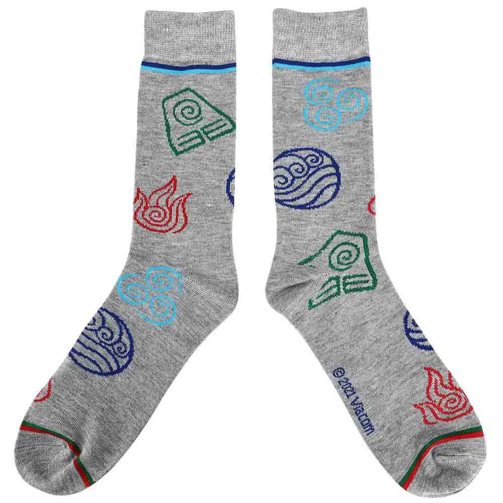 Avatar: The Last Airbender - Aang & Bending Symbols Crew Socks (5 Pairs) - Bioworld