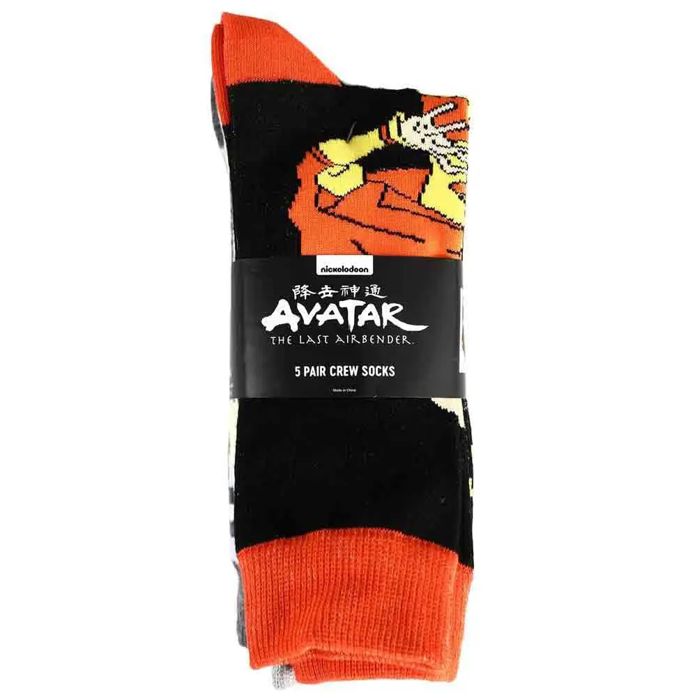 Avatar: The Last Airbender - Aang & Bending Symbols Crew Socks (5 Pairs) - Bioworld