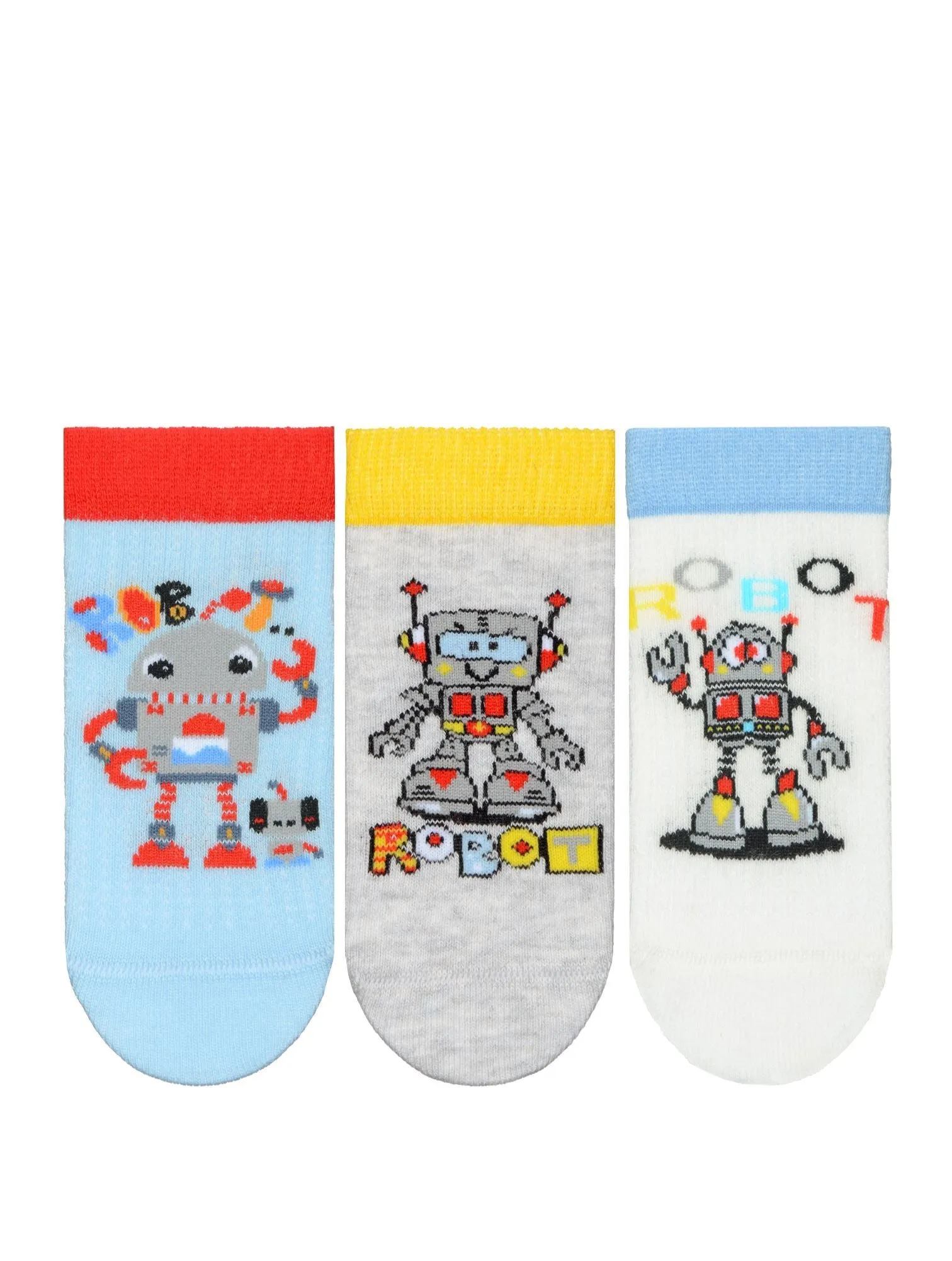 Baby Boy Ankle Socks Robots 3Pk (0-12mths)