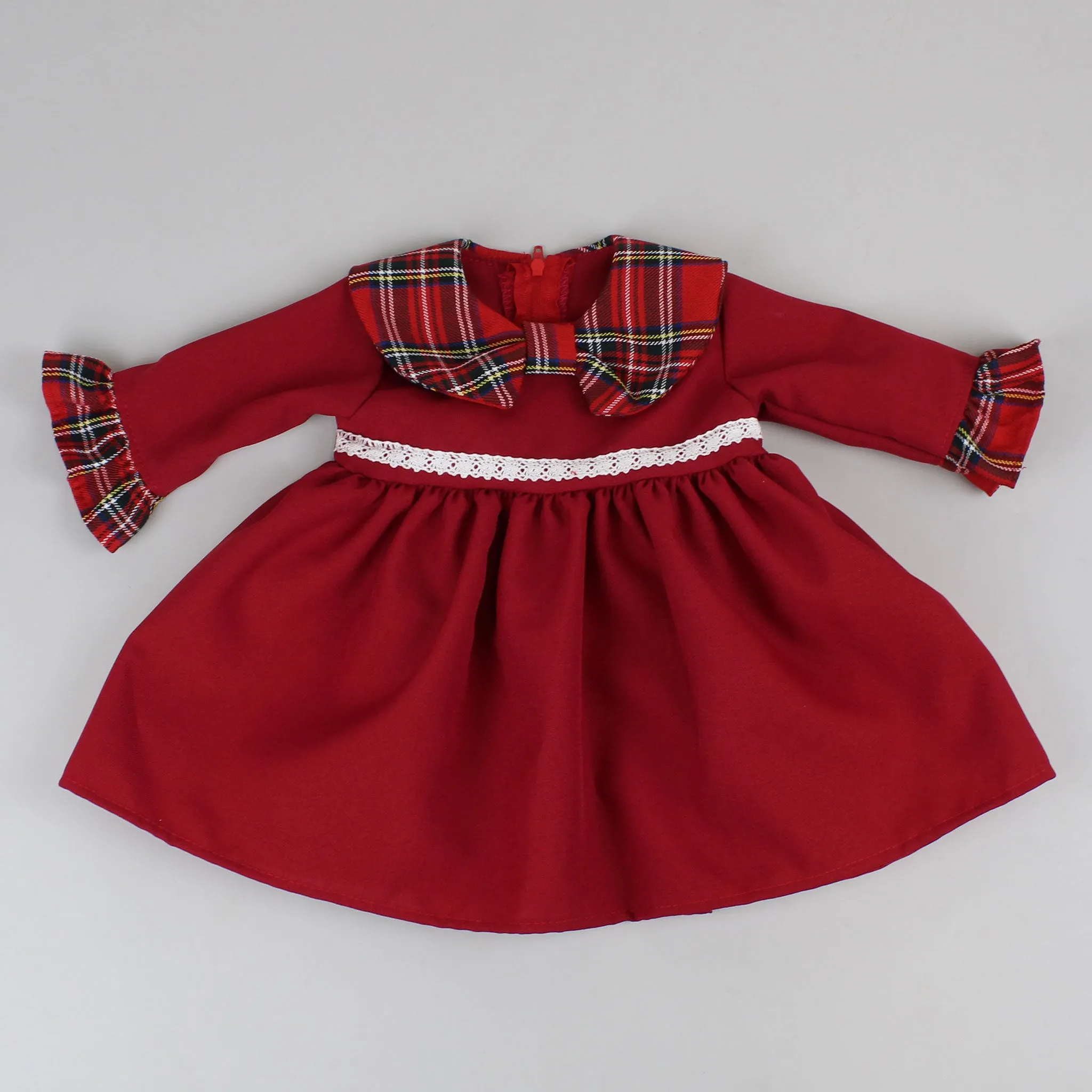 Baby Girls Red Dress With Tartan Detailing