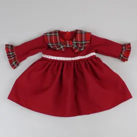 Baby Girls Red Dress With Tartan Detailing