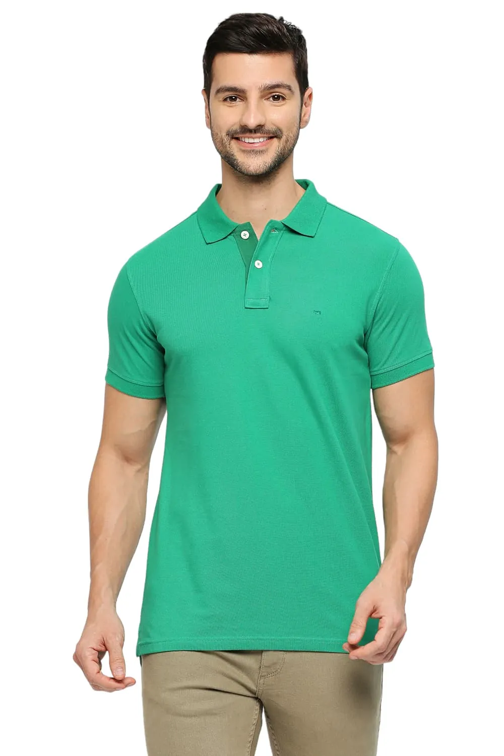 Basics Muscle Fit Cotton Solid Polo T-shirts