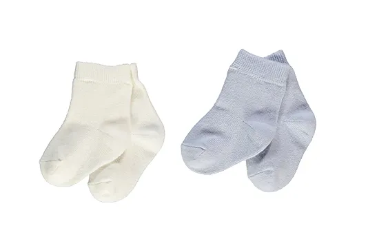 Bebetto Baby Boy Ankle High Socks Blue-Ivory 2Pk (0-36mths)