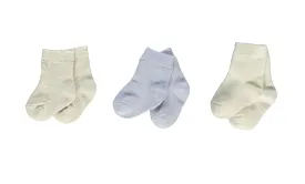 Bebetto Baby Boy Socks Ankle High 3Pk Beige-Blue-Ivory (0-6mths)