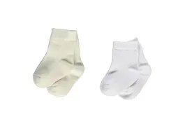 Bebetto Baby Socks Ankle High Ivory/White 2 Pk (0-36mths)