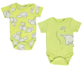 Bebetto Bodysuits Elephant Green 2-Pack (0-12mths)