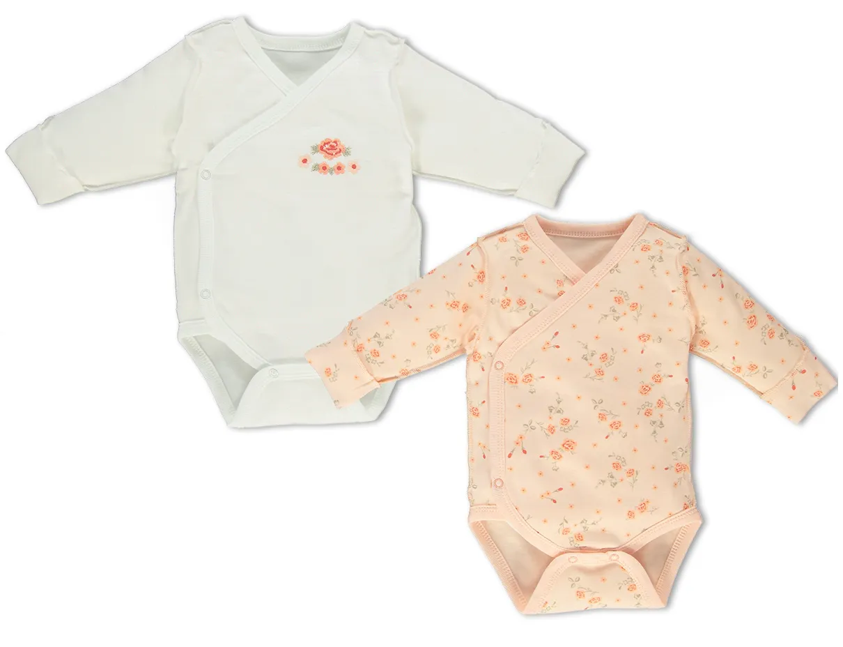 Bebetto Wrap Bodysuits Flowers 2-Pack (0-3mths)