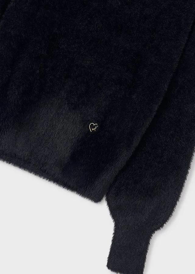 Black Fuzzy Girls Sweater - Select Size