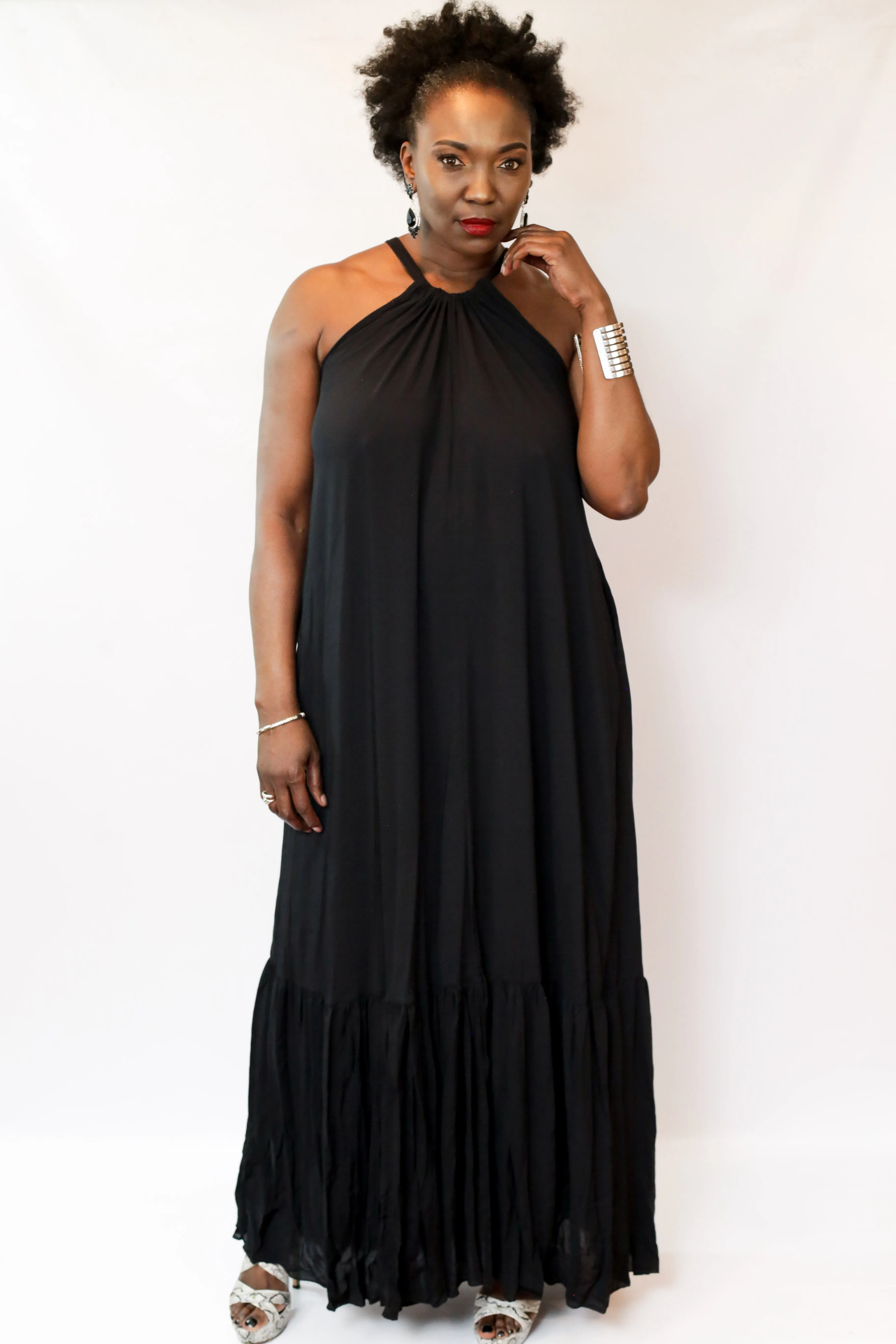 Black Maxie Halter Dress