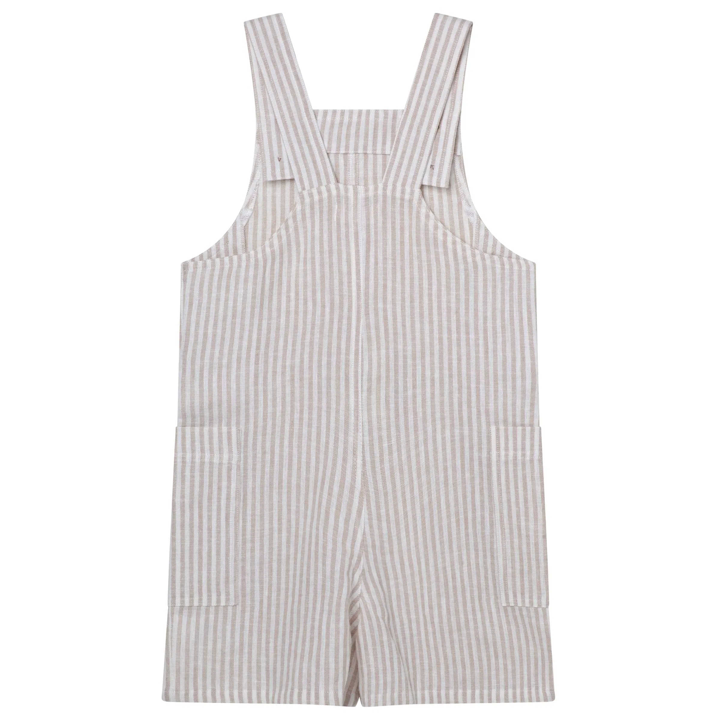 Button Front Jumpsuit - Oatmeal Stripe