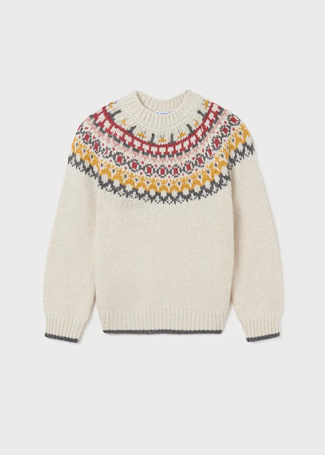 Chickpea Knitted Jacquard Girl Sweater  - Select Size