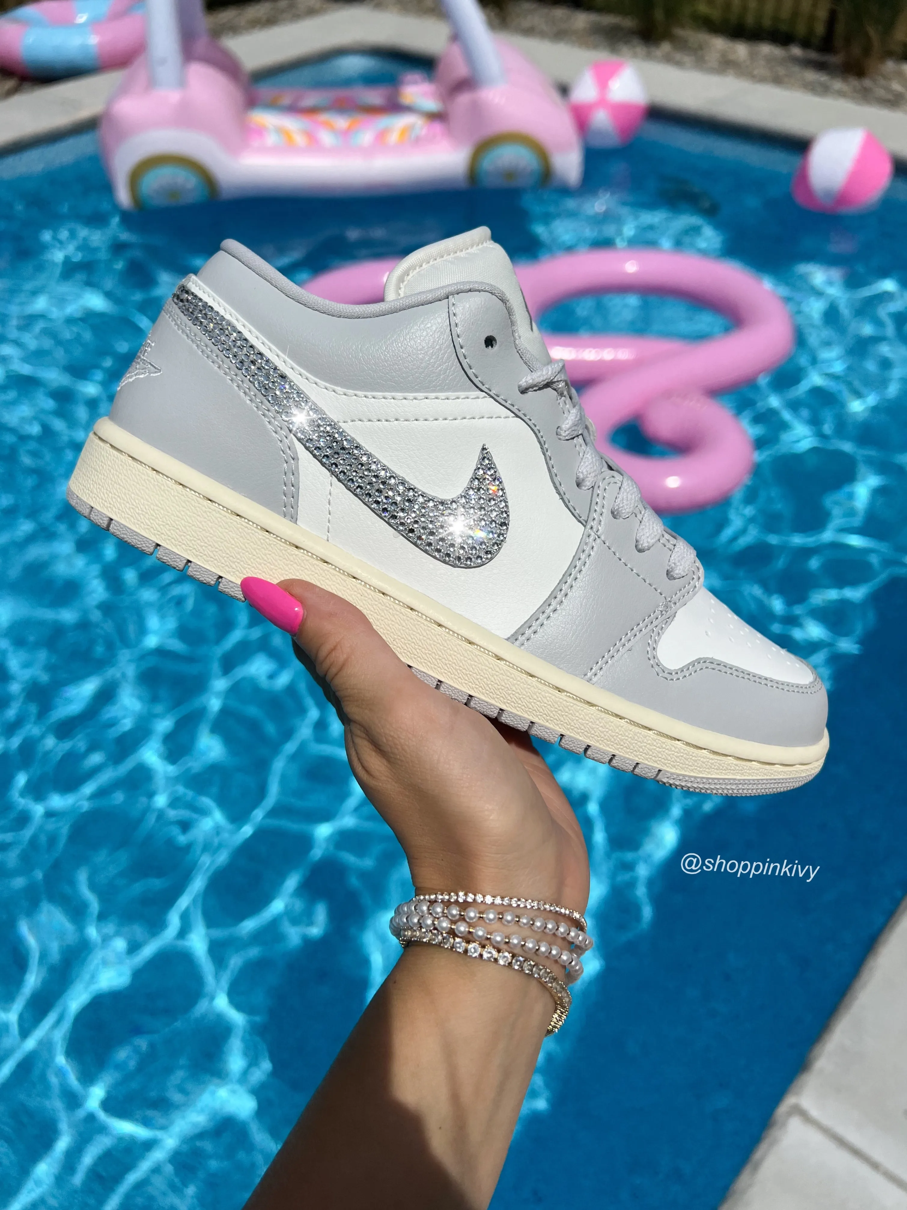 Cool Matte Gray Swarovski Nike Jordan 1 Low