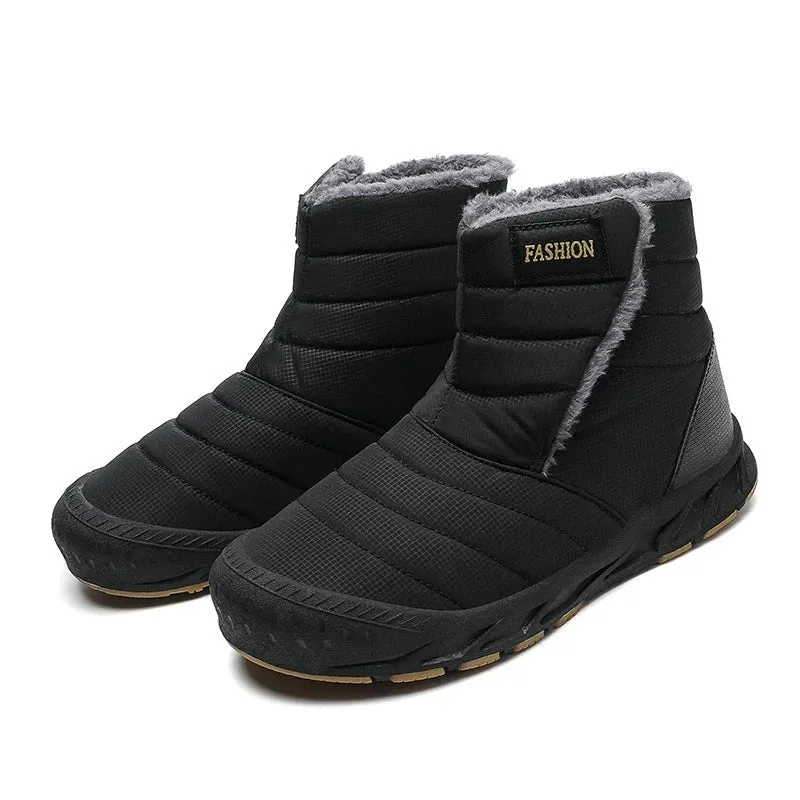 Couple Fashion Casual Winter Warm Fur Ankle Boots Outdoor Waterproof Non-Slip Comfortable Non-Slip Boots Size 36-47