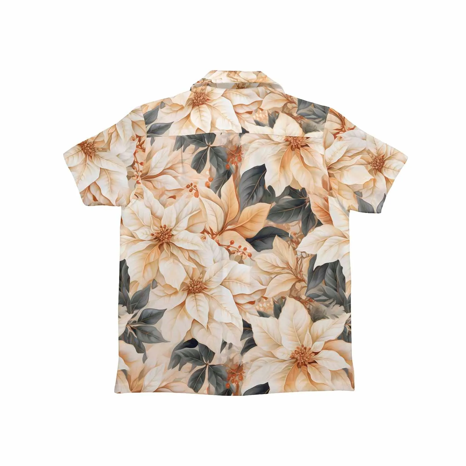 Cream Poinsettia2  Little Boys Hawaiian Shirt