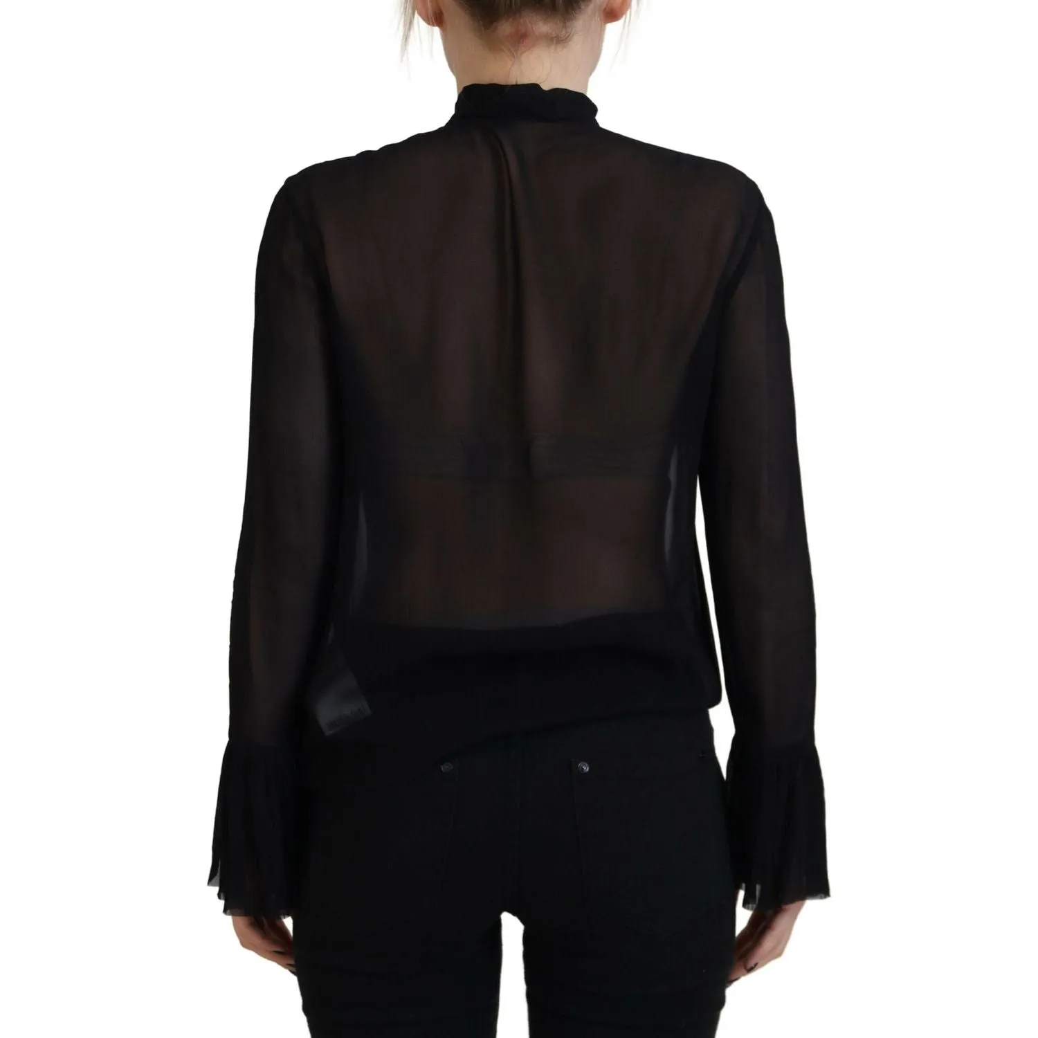 Dsquared² Black Viscose Long Sleeves See Through Blouse Top