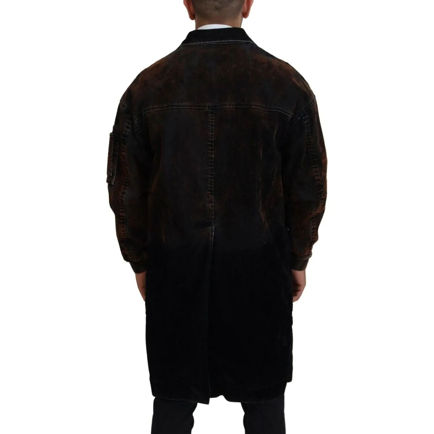 Dsquared² Brown Full Button Men Long Coat Cotton Jacket