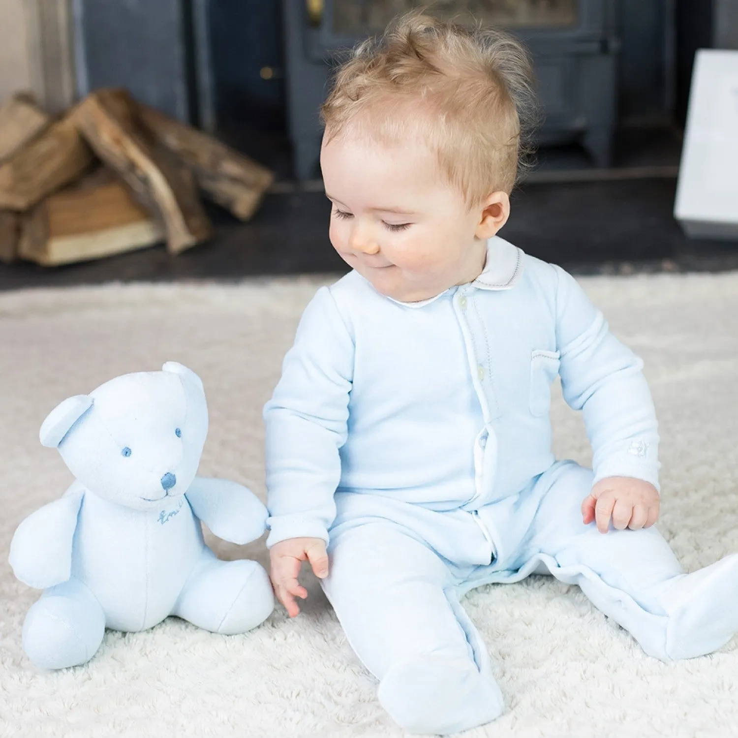 Emile et Rose - Large pale blue bear, Emile