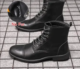 Fashion Casual Winter Boots Lace Up Outdoor Waterproof Handmade Comfortable Business Spring Boots Fur and No Fur Size 48