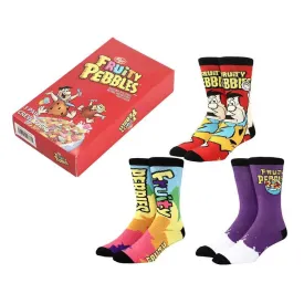 Flinstones - Fruity Pebbles Cereal Crew Socks Box Set (3 Pairs) - Bioworld