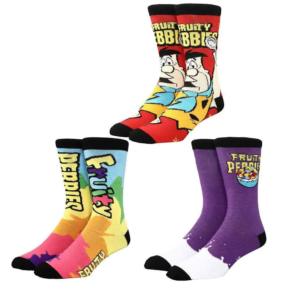 Flinstones - Fruity Pebbles Cereal Crew Socks Box Set (3 Pairs) - Bioworld