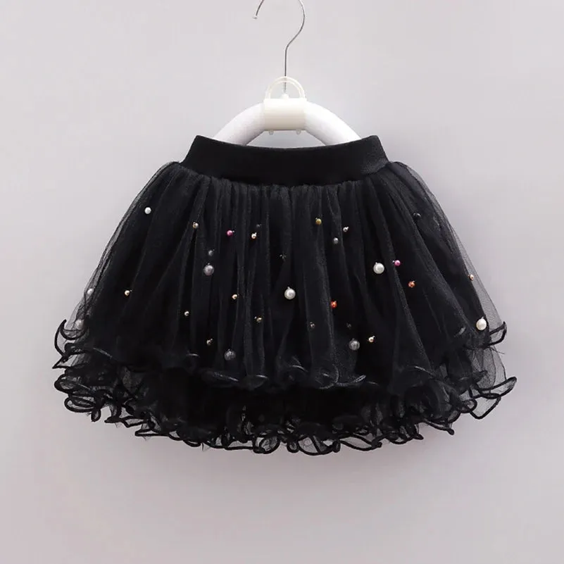 Girl's 2024 Summer New Fashion Solid Color Beaded Princess Half skirt