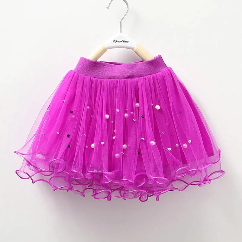 Girl's 2024 Summer New Fashion Solid Color Beaded Princess Half skirt