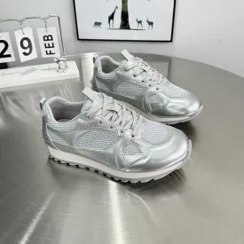 ikearlax Spring and Summer New Show Feet a Little Retro Cortez Women's Mesh Breathable Casual and Comfortable Silver Running Shoes