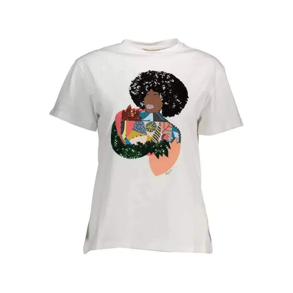 Kocca White Cotton Women T-Shirt