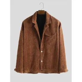 Mens Solid Color Corduroy Thicken Jackets