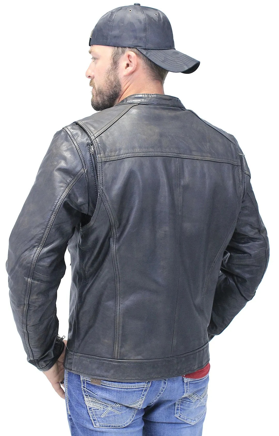 Men's Vintage Black Scooter Jacket w/Concealed Pockets #MA2530ZVV