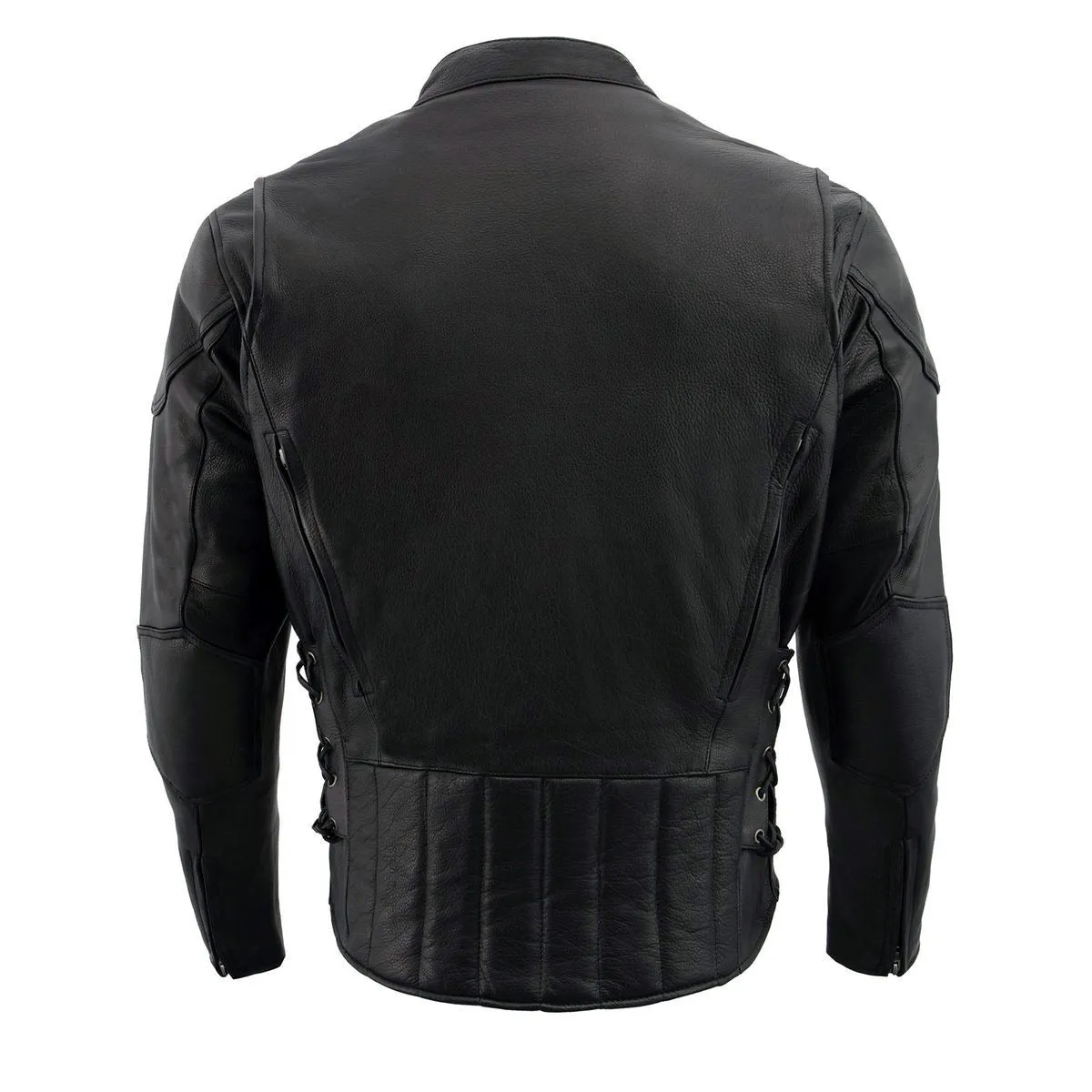 Milwaukee Leather LKM1765 Men's Black Vented Scooter Leather Jacket with Side Laces