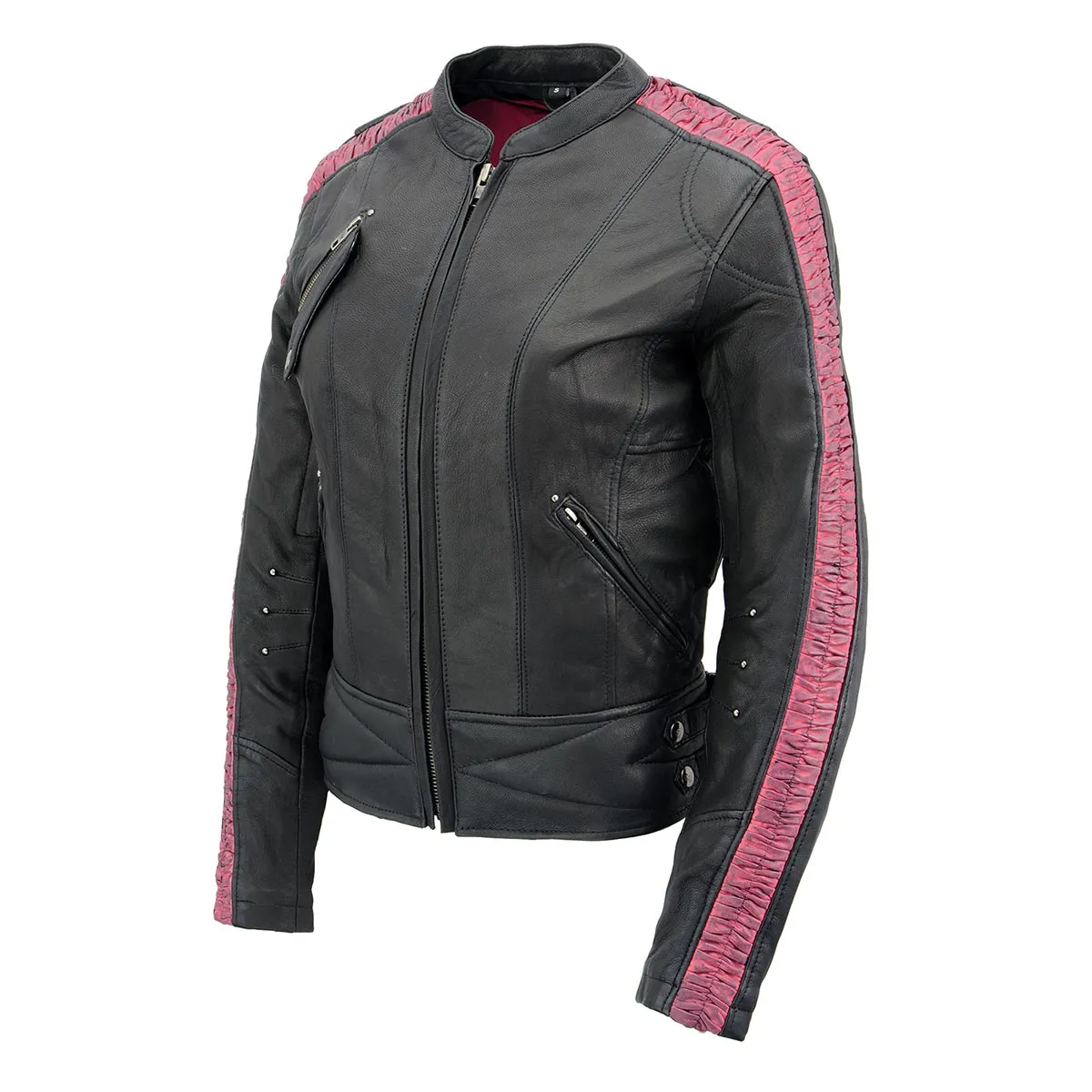 Milwaukee Leather MLL2571 Womens Black and Pink 'Crinkled Arm'