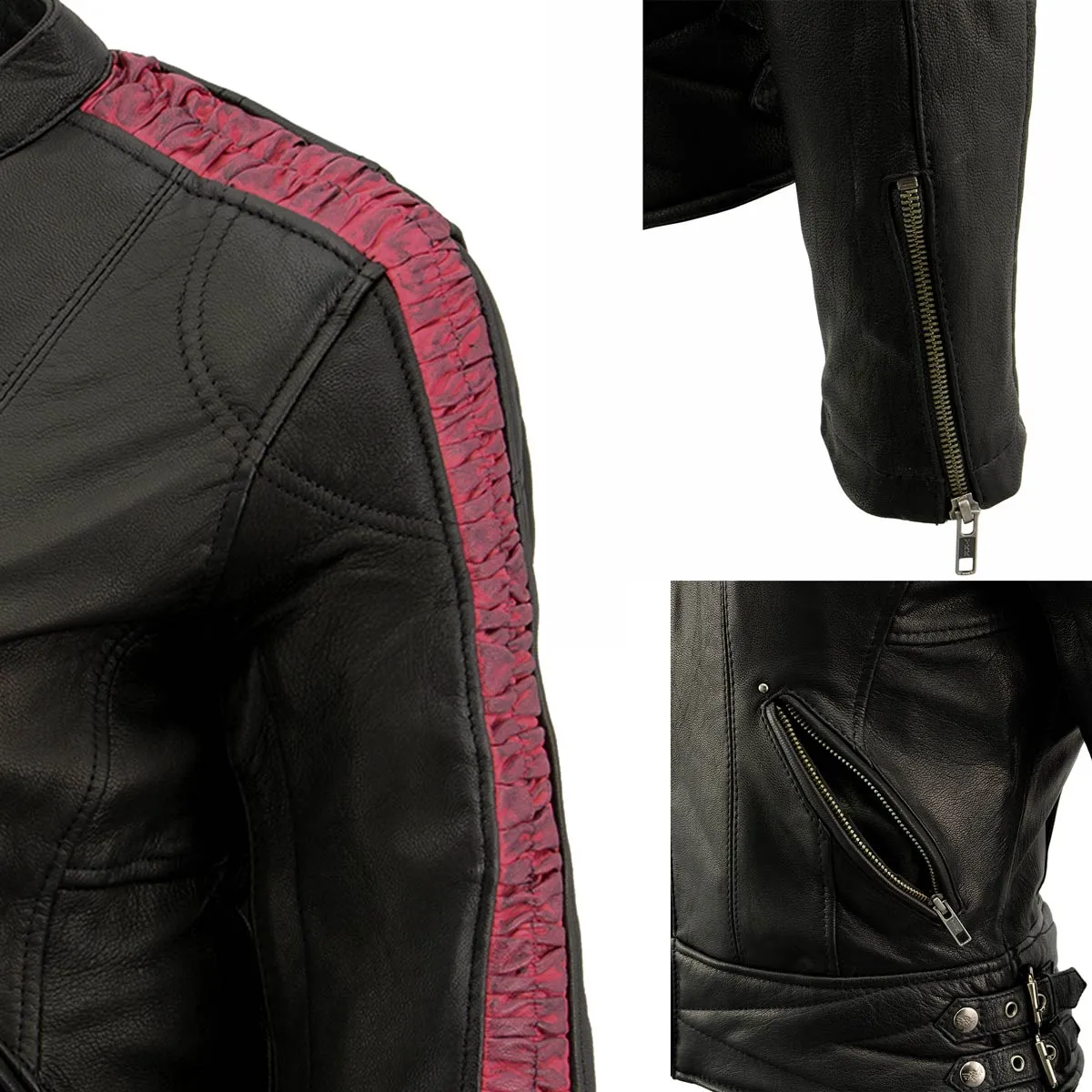 Milwaukee Leather MLL2571 Womens Black and Pink 'Crinkled Arm'