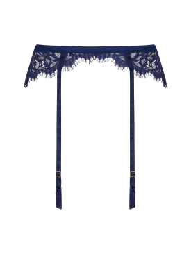 Muse by Coco de Mer Beatrice Suspender Belt in Navy