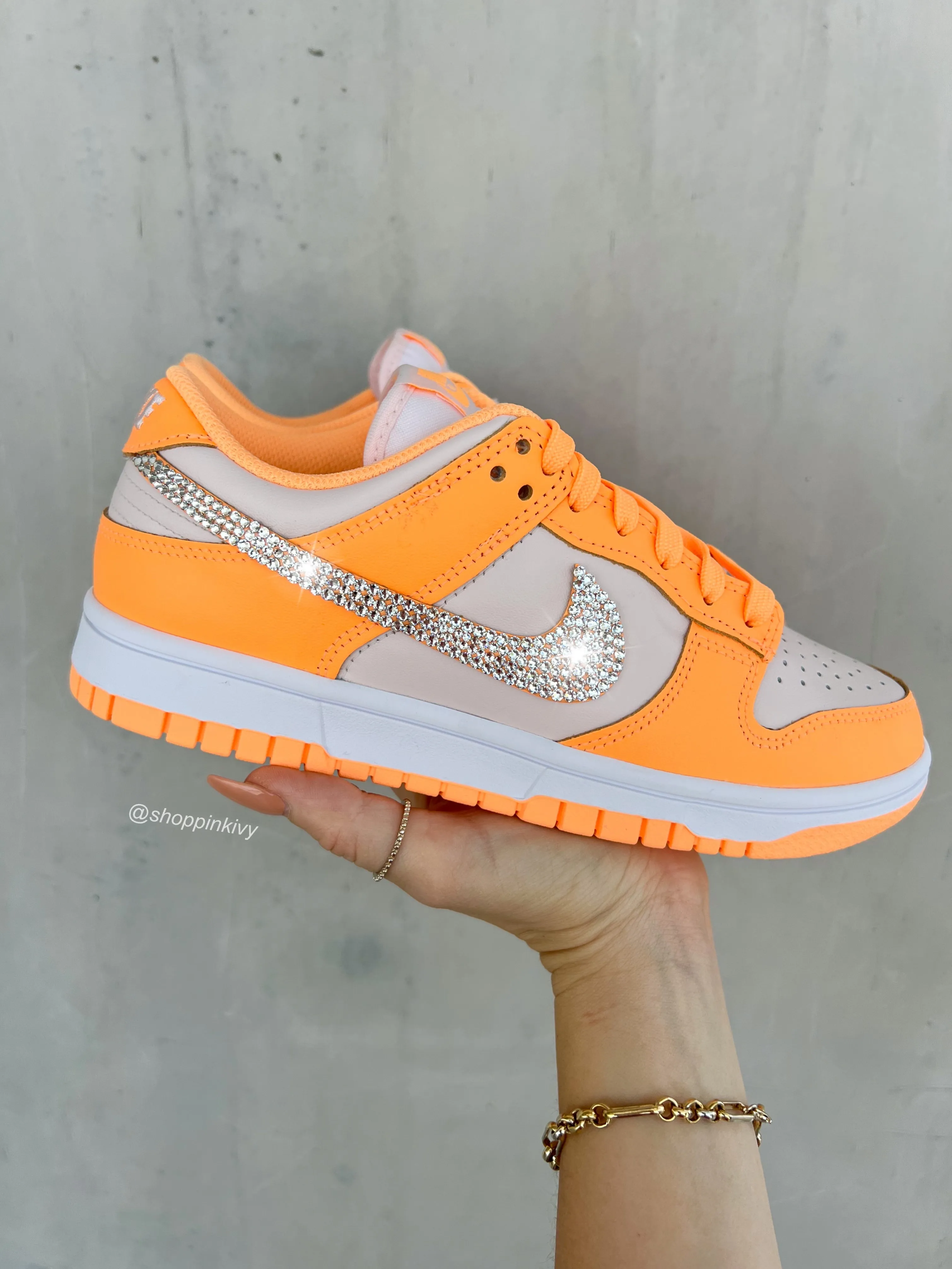 Neon Orange Swarovski Womens Nike Dunk Shoes