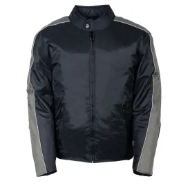 NexGen SH0030 Men's 'Racer' Black and Grey Textile Motorcycle Jacket