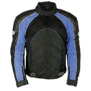 NexGen SH2153 Men's Black and Blue Armored Moto Textile and Leather Combo Jacket