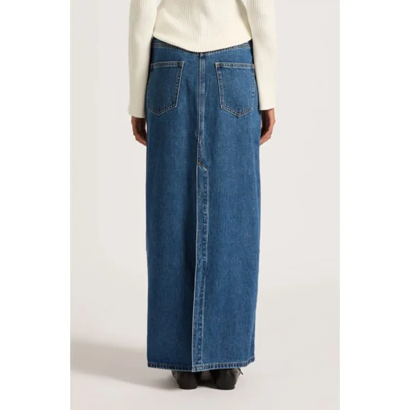 Organic Denim Maxi Skirt | Vintage Blue