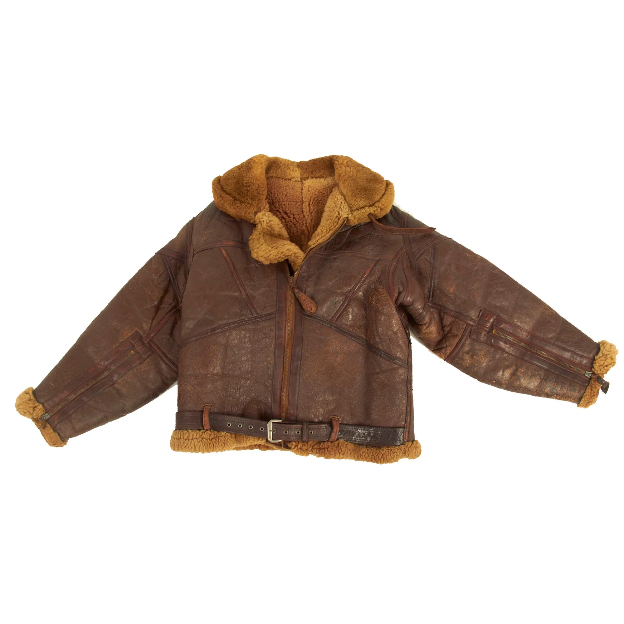 Original British WWII Irvin Sheepskin Flying Jacket With Air Ministry “AM” Marked Zippers