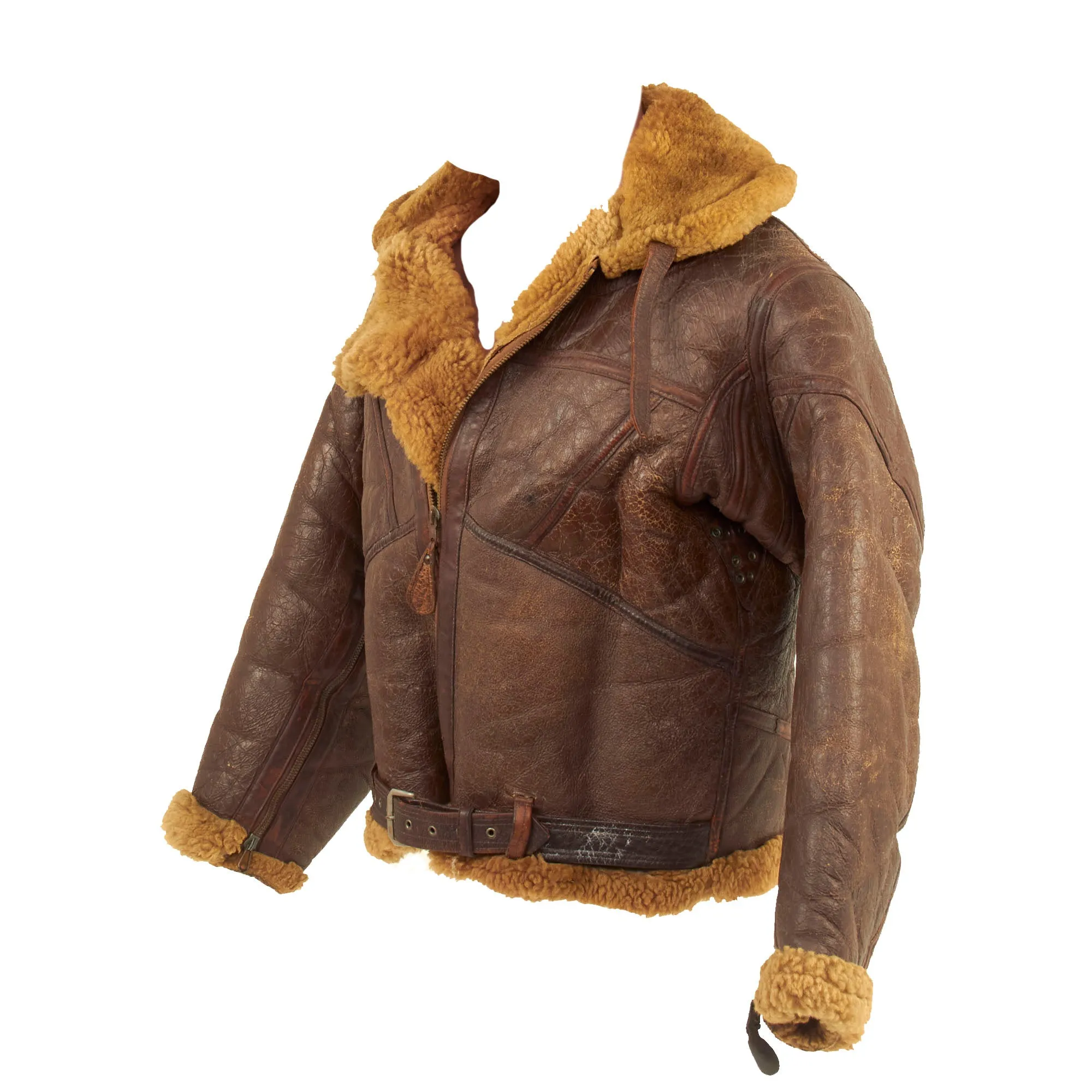 Original British WWII Irvin Sheepskin Flying Jacket With Air Ministry “AM” Marked Zippers