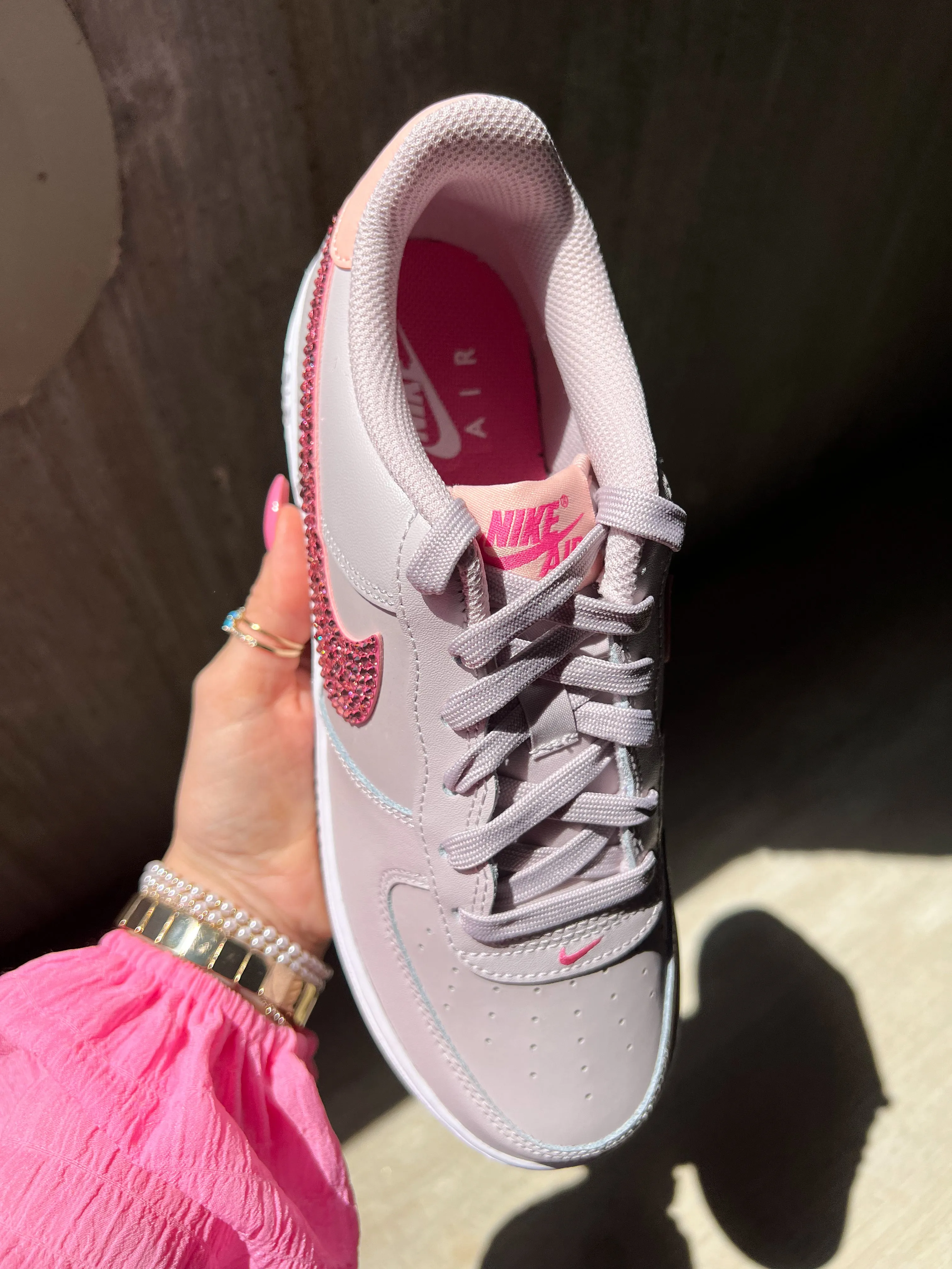 Peaches and Pink Swarovski Women’s Air Force 1 Low Shoes