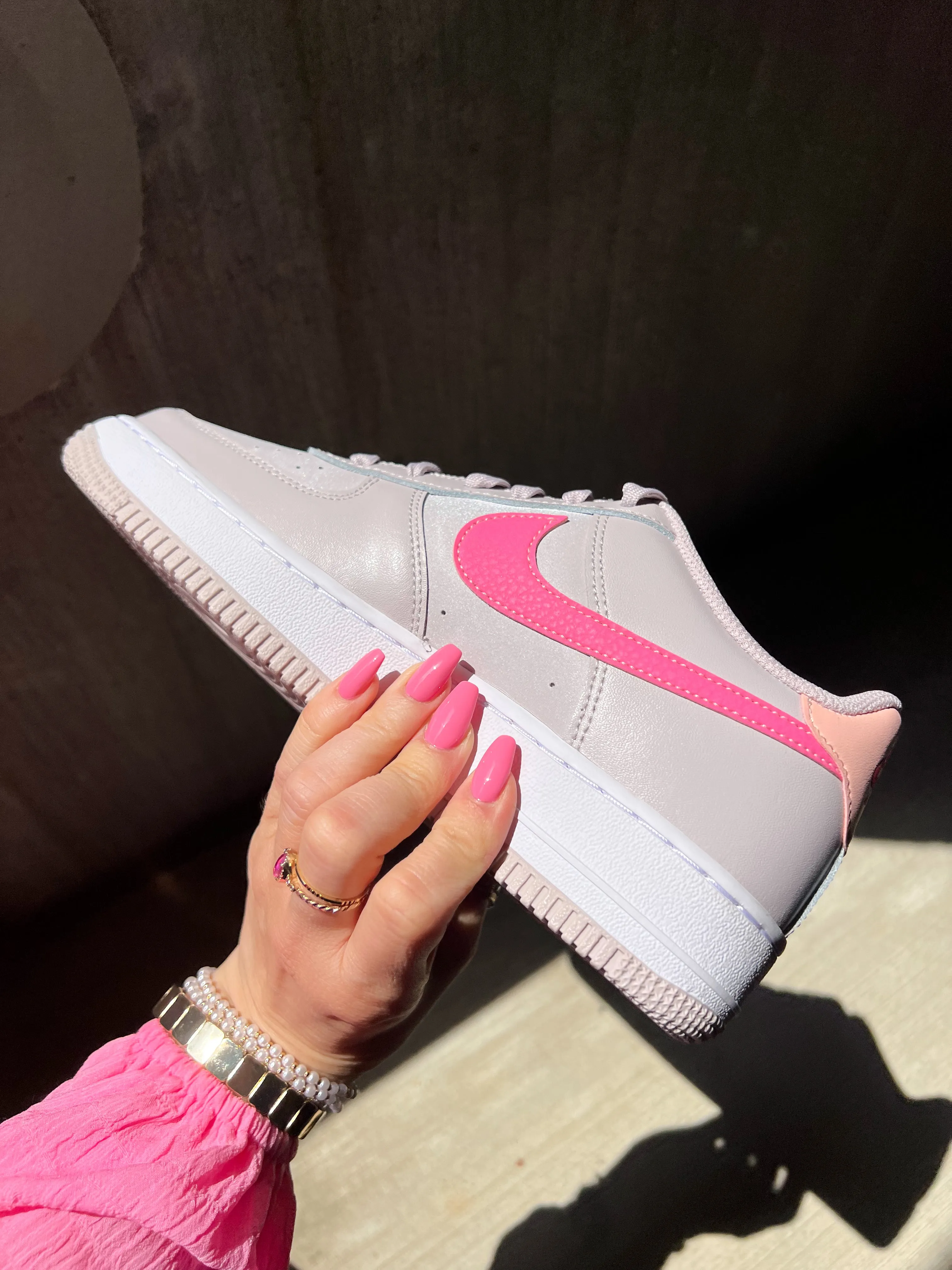 Peaches and Pink Swarovski Women’s Air Force 1 Low Shoes