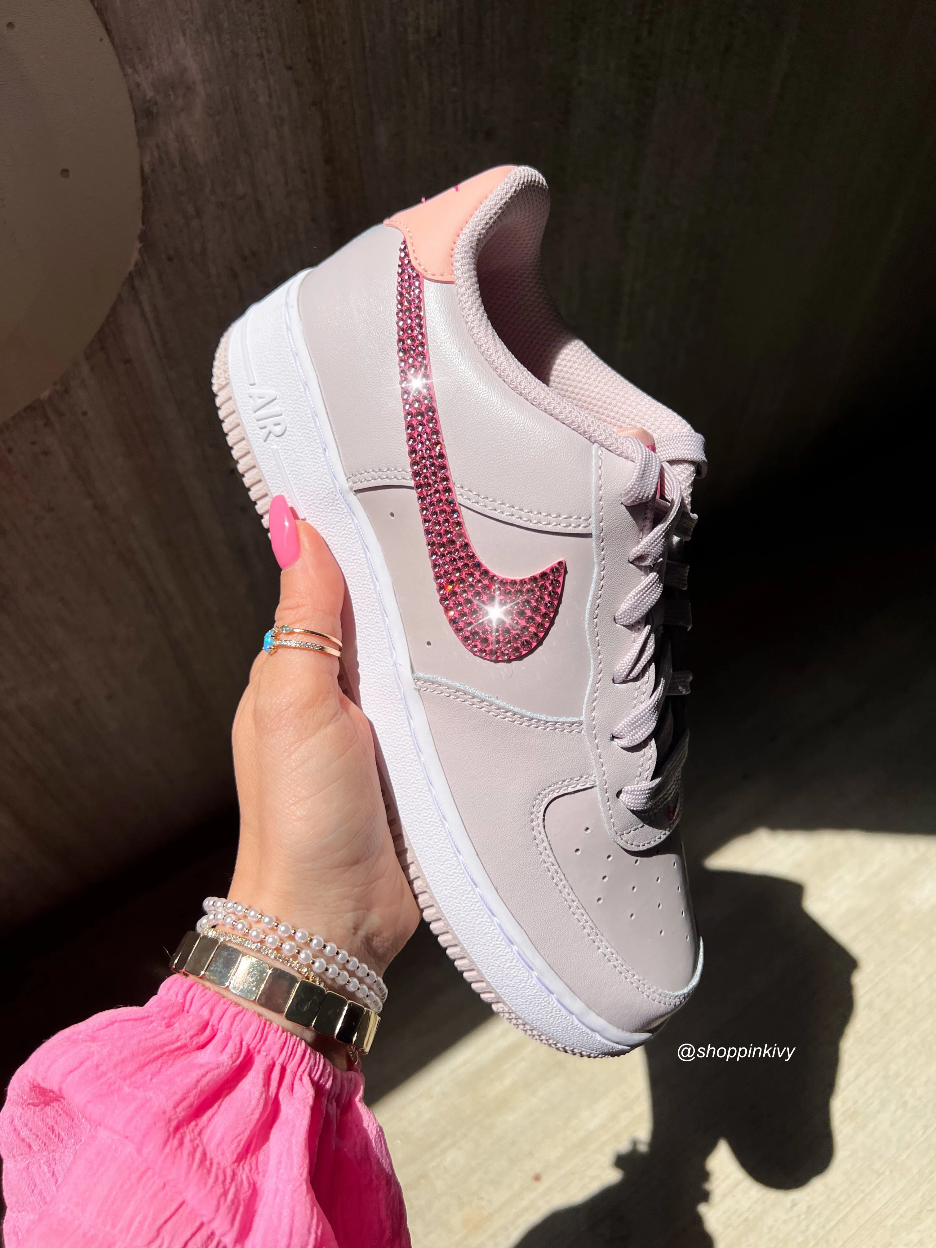 Peaches and Pink Swarovski Women’s Air Force 1 Low Shoes