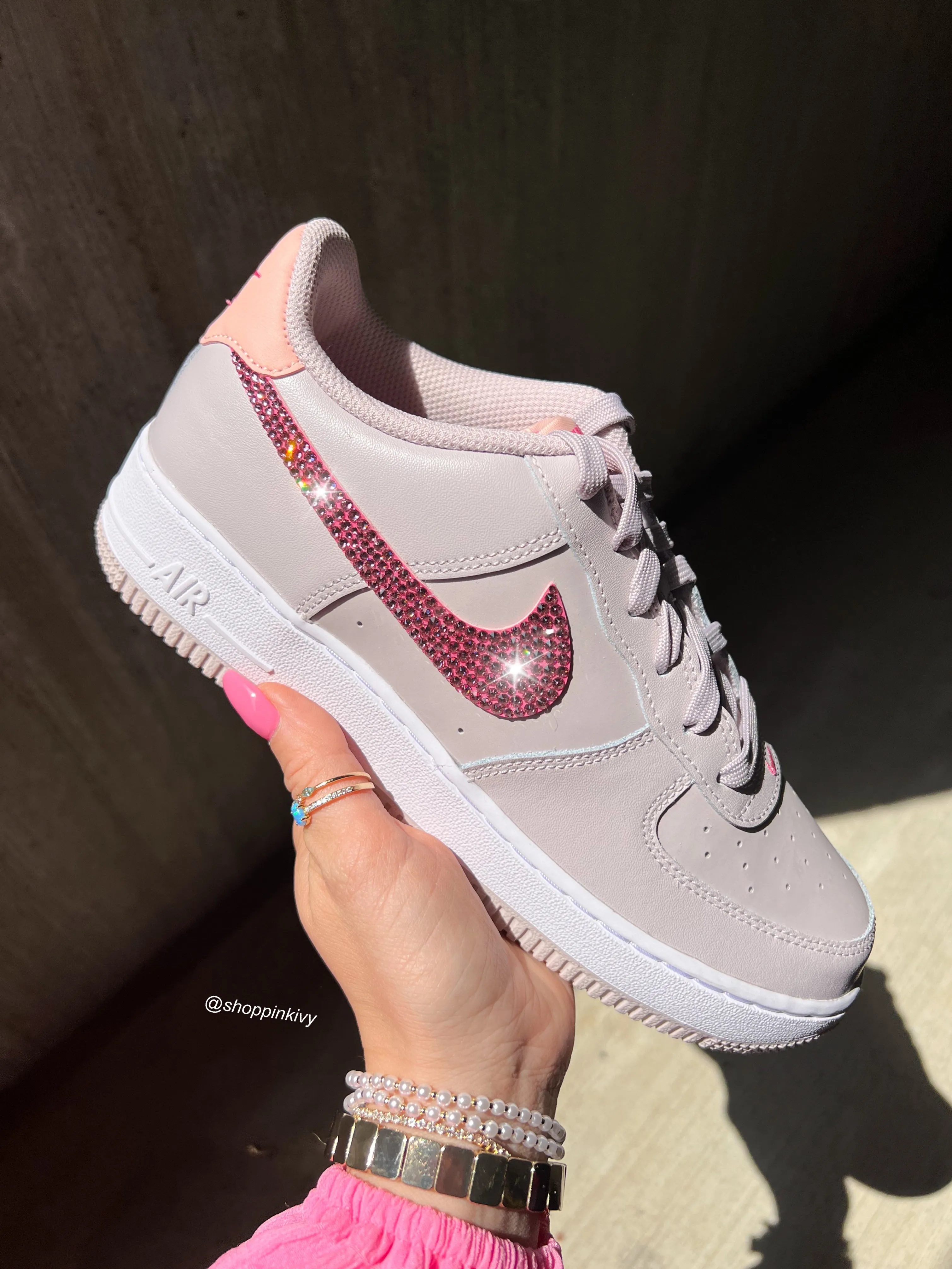 Peaches and Pink Swarovski Women’s Air Force 1 Low Shoes