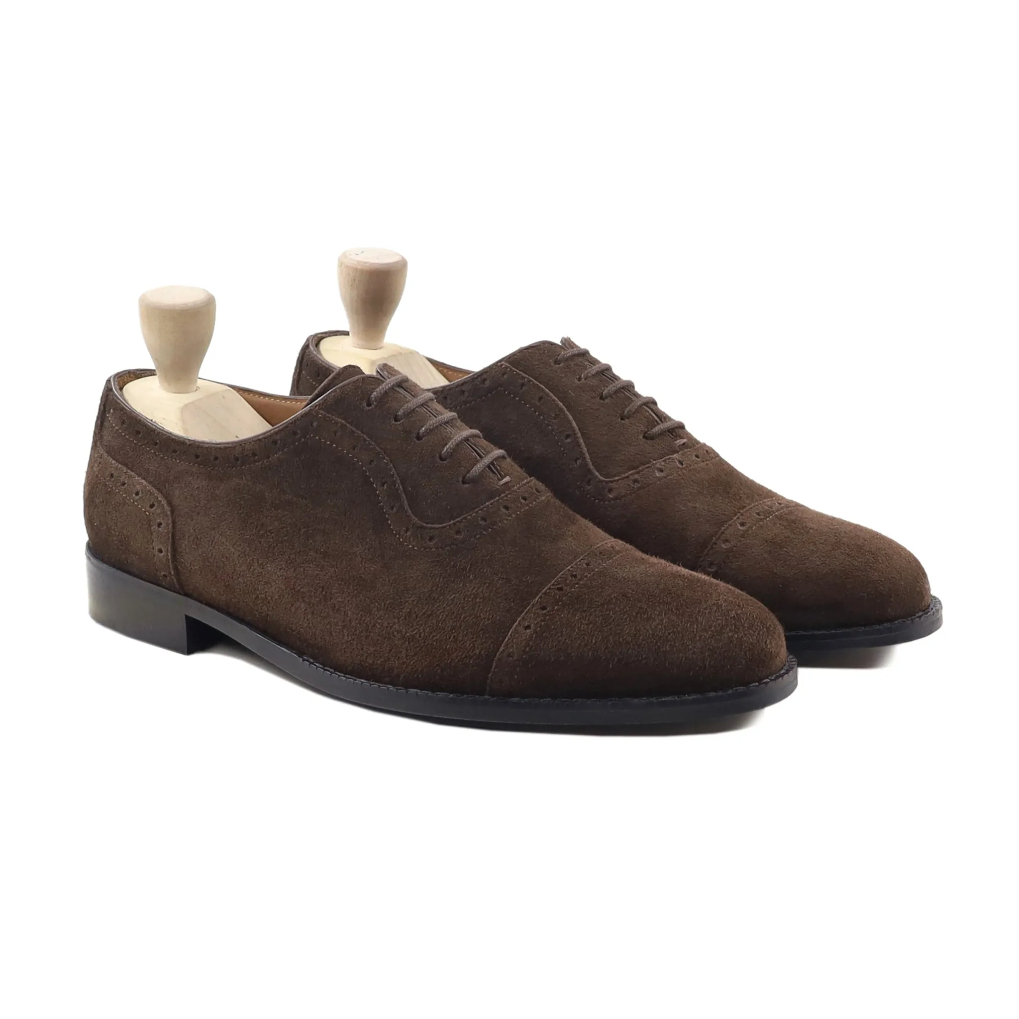 Ramon - Men's Dark Brown Kid Suede Oxford Shoe